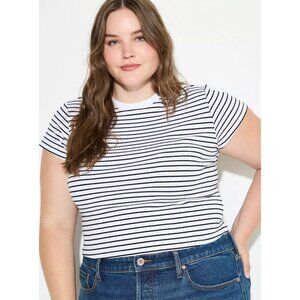 Torrid LoveSick Black White Stripe Fitted Baby Tee